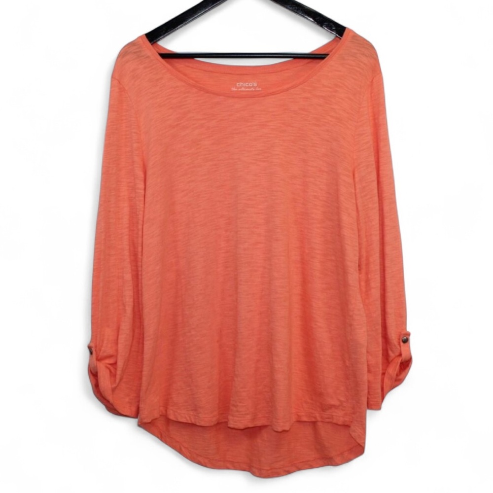 Chico’s The Ultimate‎ Tee Women’s Size 2 L Orange Dolman Sleeve Knit Top
